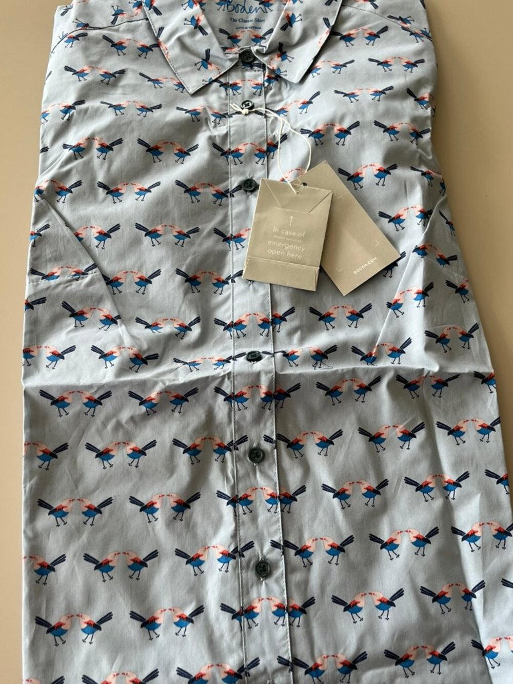 NWT Boden Women's Birds Button Up Shirt Preppy Whimsy Novelty Size US 6 - Picture 7 of 12